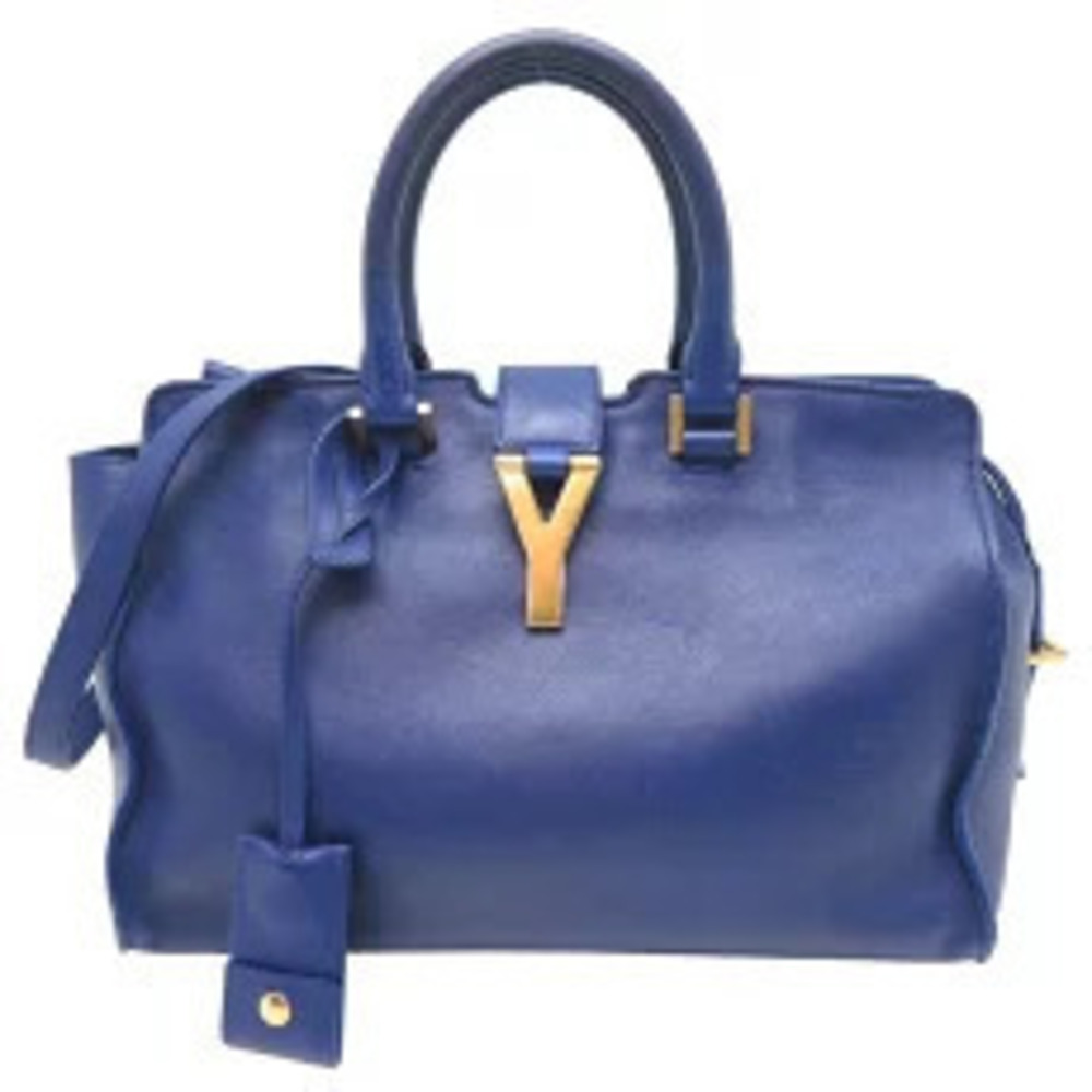 Saint Laurent Paris Cabas Handbag Leather Blue